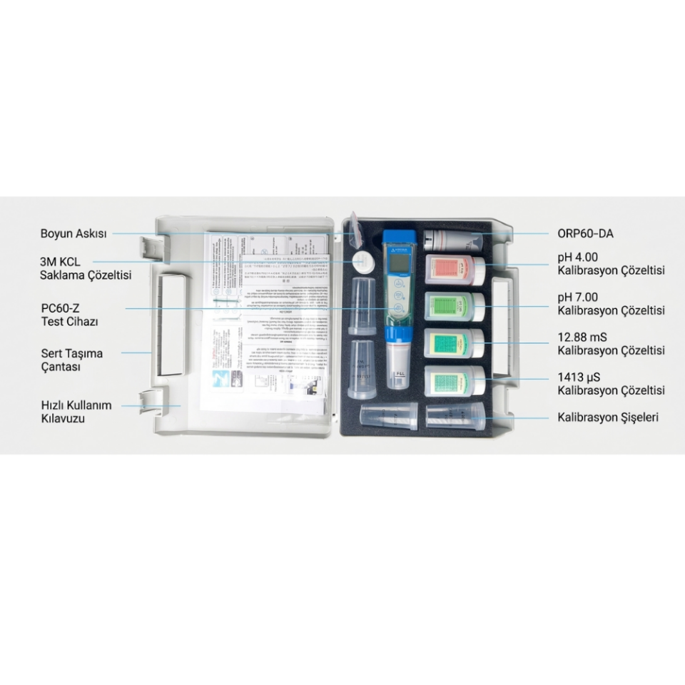 Apera ZenTest® PC060-Z Multi Parametre pH/Conductivity/TDS/Salinity/Resistivity/ORP (Redox) Akıllı Test Kiti
