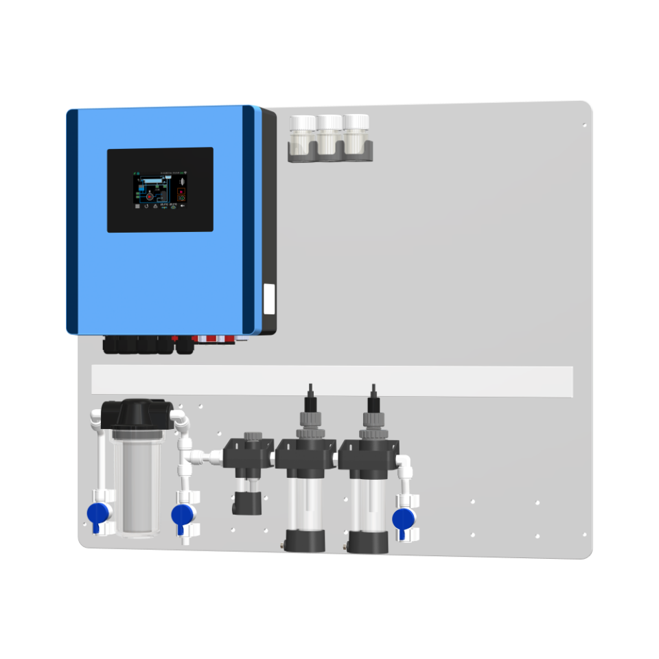 Sistem iQuaAdvanced FS PR - İleri Seviye, Yüzme Havuzu, Çift pH, Çift Redox(ORP), Kontrol Otomasyon Sistemi, Filtreli, Akış Sensörlü