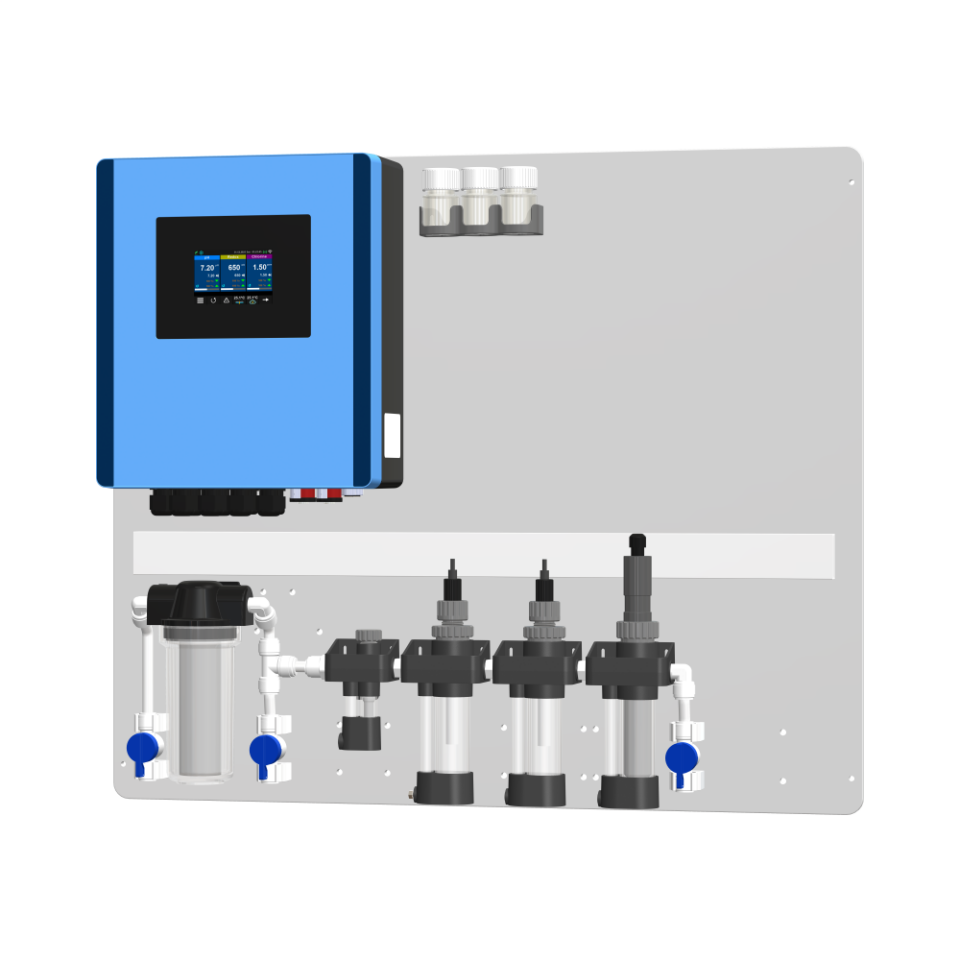 Sistem iQuaExpert FS PRF - Uzman, Yüzme Havuzu, pH, Redox(ORP), Serbest Klor, Ölçüm Kontrol Otomasyon Sistemi, Filtreli, Akış Sensörlü